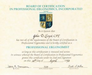 Dr. Lloyd - Board Certified in Ergonomics / Human Factors